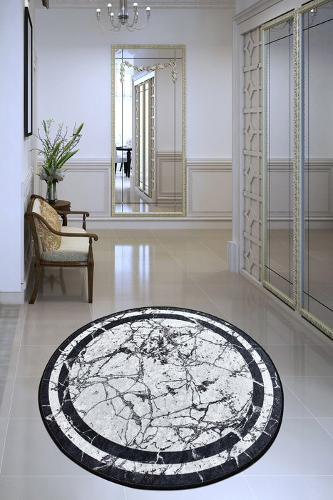 Conceptum Marmor DJT Alfombra Blanco y Negro 100 cm Conceptum Marmor DJT Alfombra Blanco y Negro 100 cm
